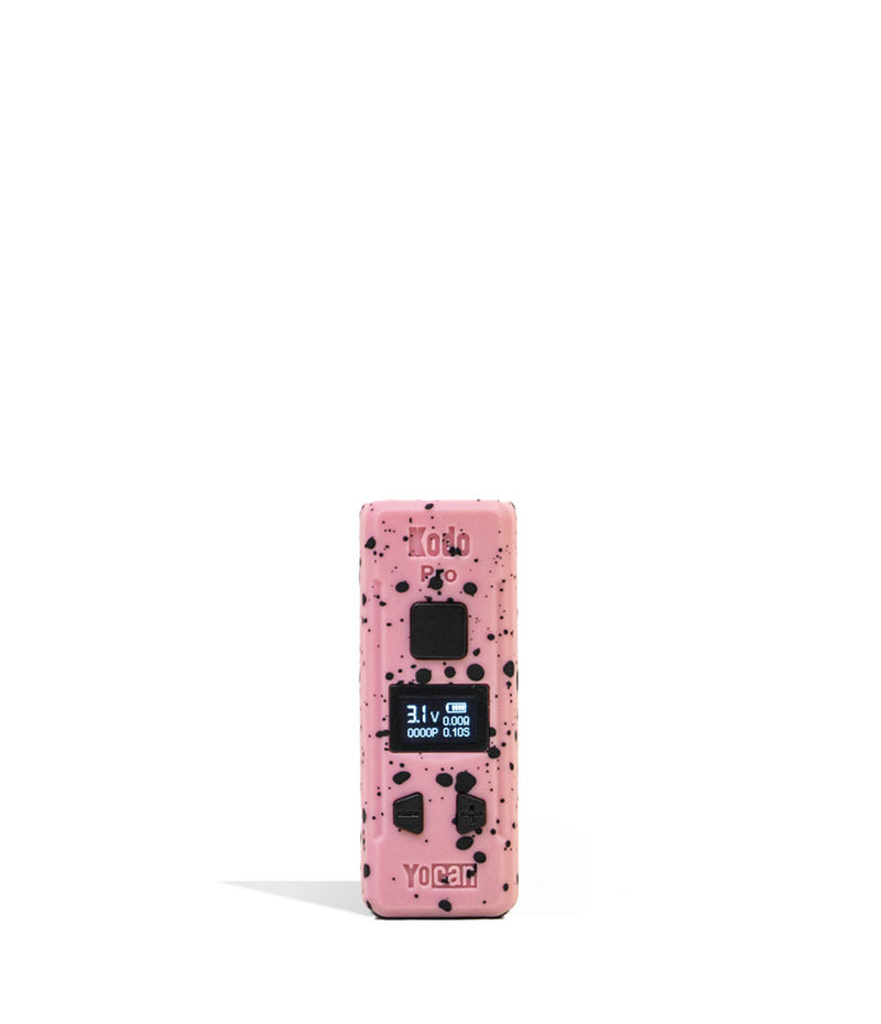 Pink Black Spatter Wulf Mods KODO Pro Cartridge Vaporizer Front View on White Background