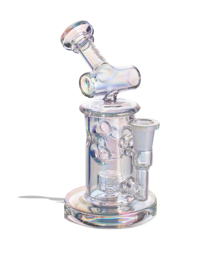 Full Color Wulf Mods Tyde 14mm Dab Rig with Quartz Banger side view on white background