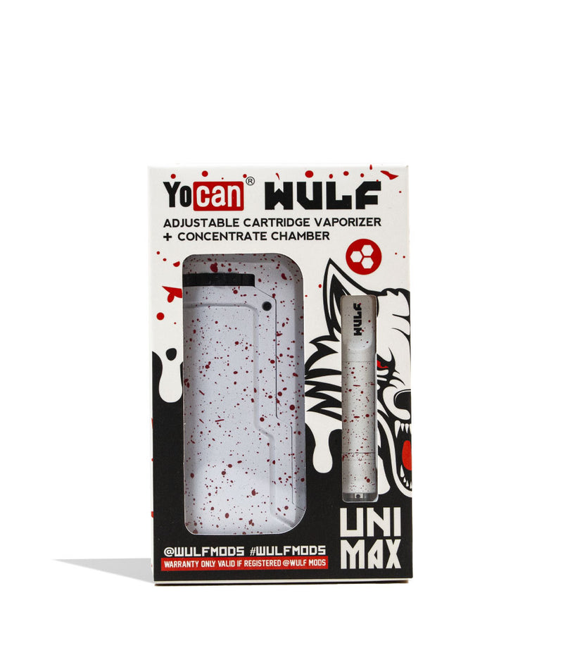 White Red Spatter Wulf Mods UNI Max Concentrate Kit Packaging Front View on White Background
