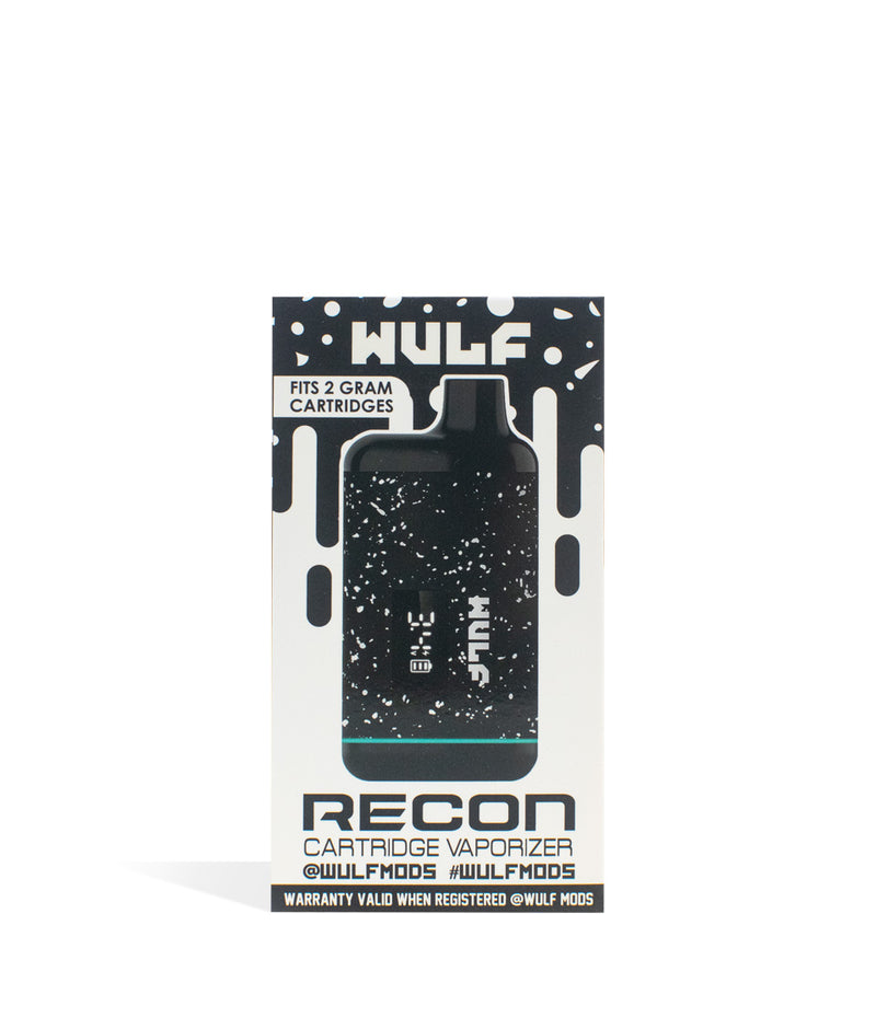 Black White Spatter Wulf Mods Recon Cartridge Vaporizer single pack on white background