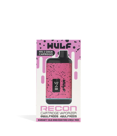 Pink Black Spatter Wulf Mods Recon Cartridge Vaporizer single pack on white background