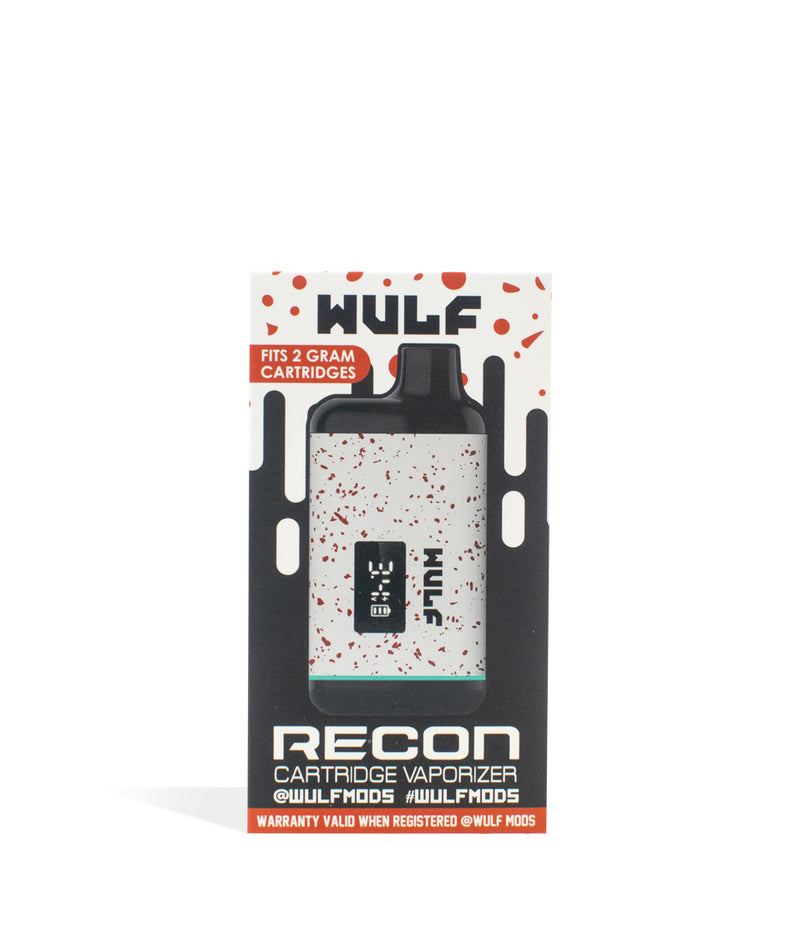 White Red Spatter Wulf Mods Recon Cartridge Vaporizer single pack on white background