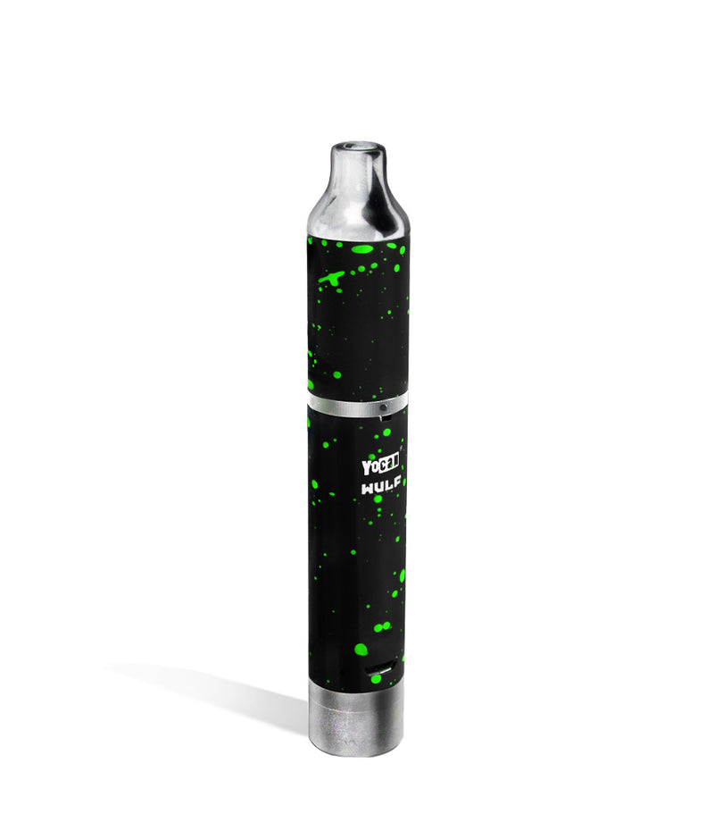 Black Green Spatter Wulf Mods Evolve Plus Concentrate Vaporizer Back View on White Background