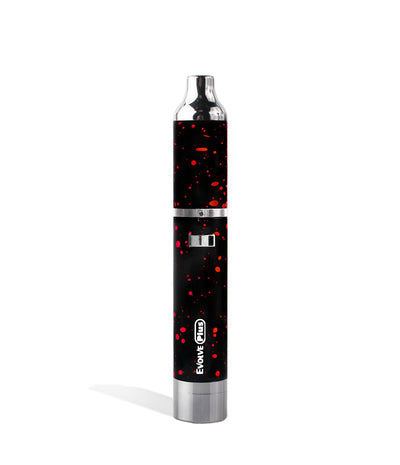 Black Red Spatter Wulf Mods Evolve Plus Concentrate Vaporizer Front View on White Background
