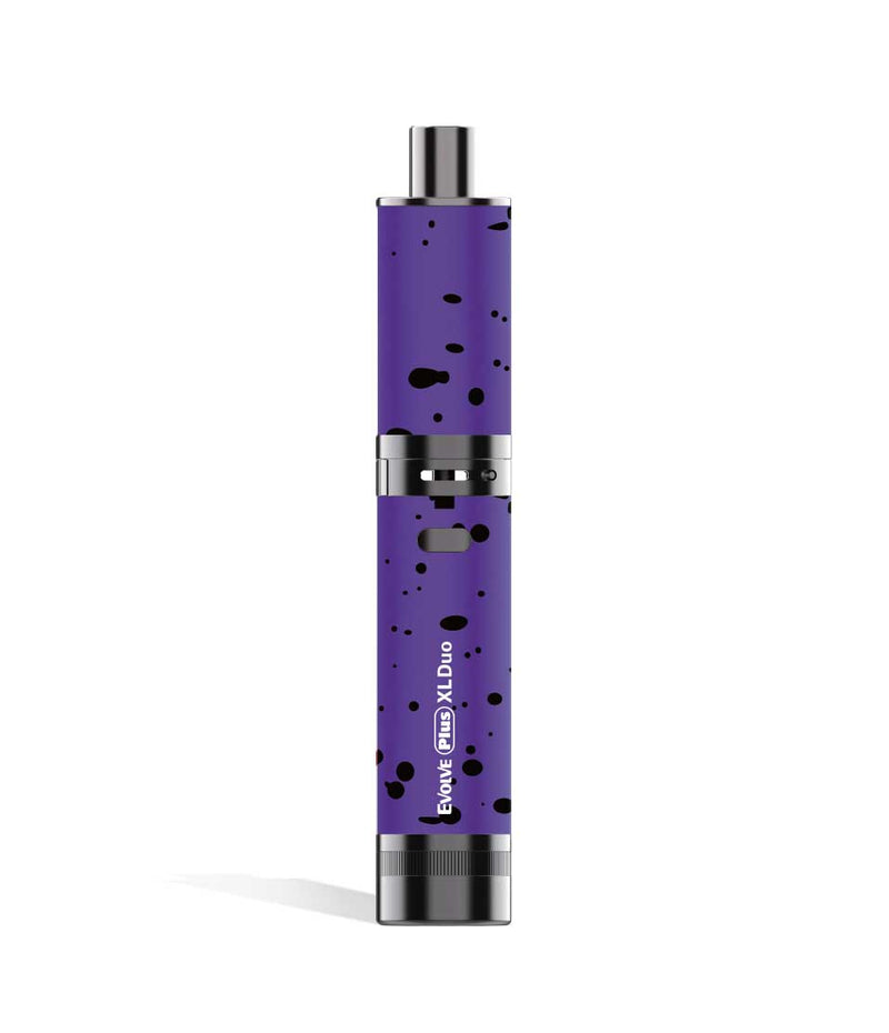 Purple Black Spatter Wulf Mods Evolve Plus XL Duo 2-in-1 Kit Dry Herb Front View on White Background