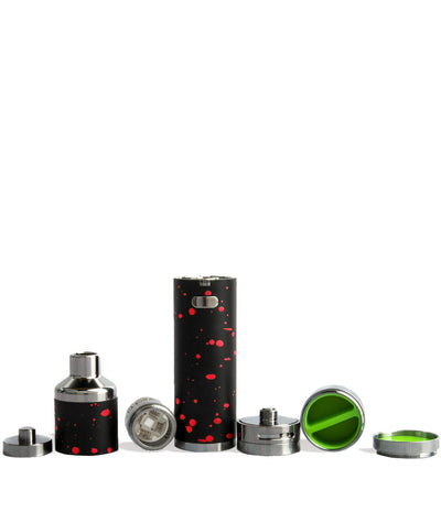 Black Red Spatter Wulf Mods Evolve Plus XL Concentrate Vaporizer Apart View on White Background