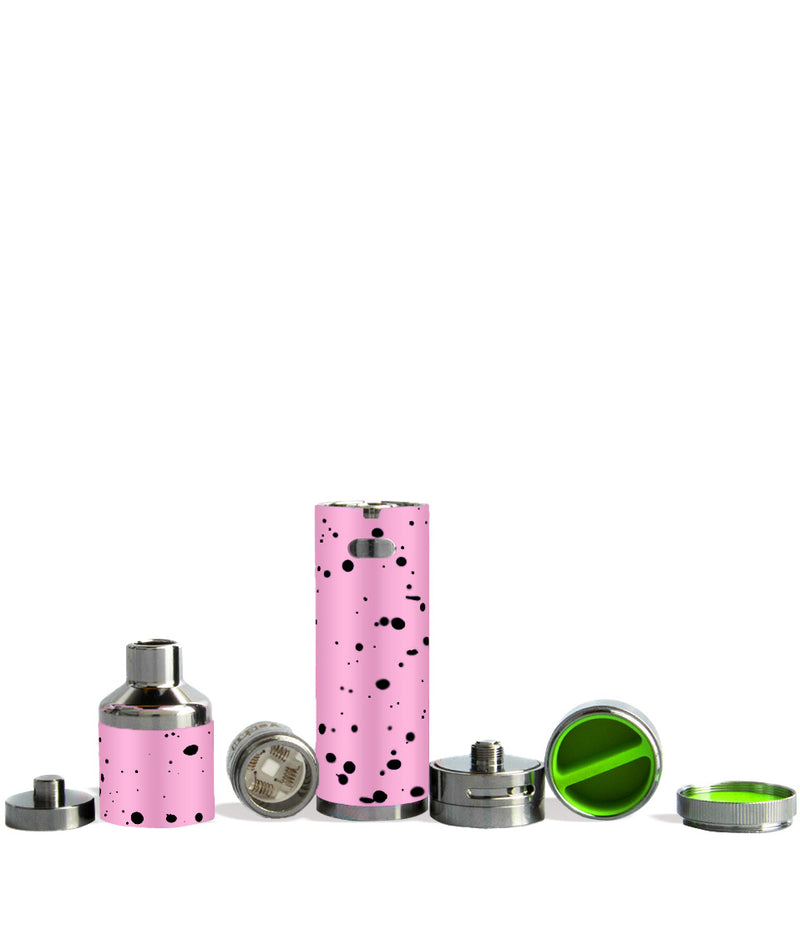 Pink Black Spatter Wulf Mods Evolve Plus XL Concentrate Vaporizer Apart View on White Background
