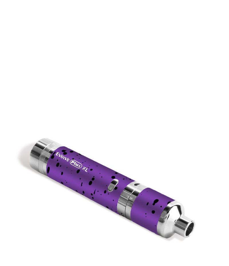 Purple Black Spatter Wulf Mods Evolve Plus XL Concentrate Vaporizer Down View on White Background