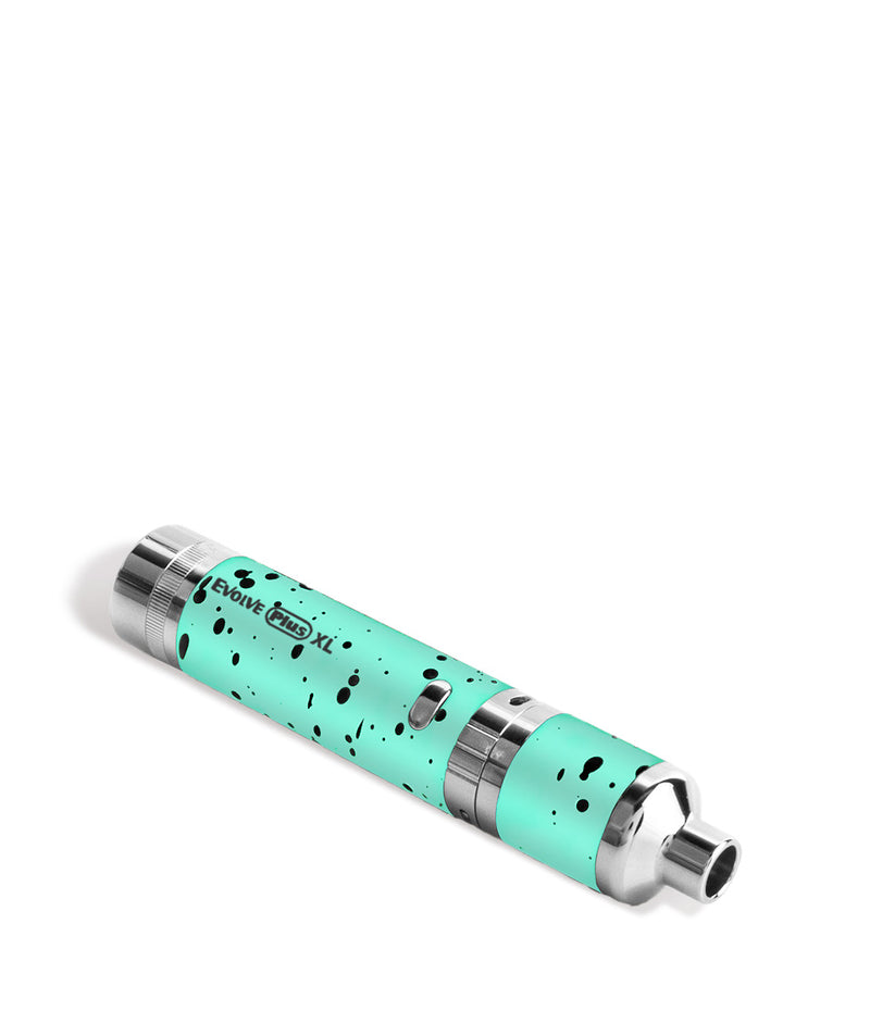 Teal Black Spatter Wulf Mods Evolve Plus XL Concentrate Vaporizer Down View on White Background