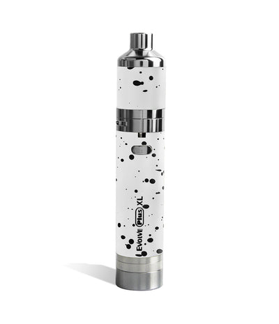 White Black Spatter Wulf Mods Evolve Plus XL Concentrate Vaporizer Front View on White Background