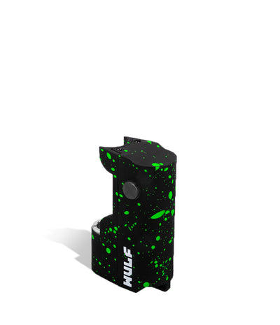 Black Green Spatter Wulf Mods Micro Plus Cartridge Vaporizer Above View on White Background