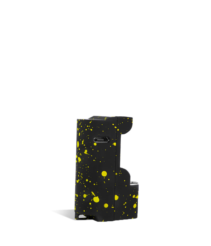 Black Yellow Spatter Wulf Mods Micro Plus Cartridge Vaporizer Back View on White Background