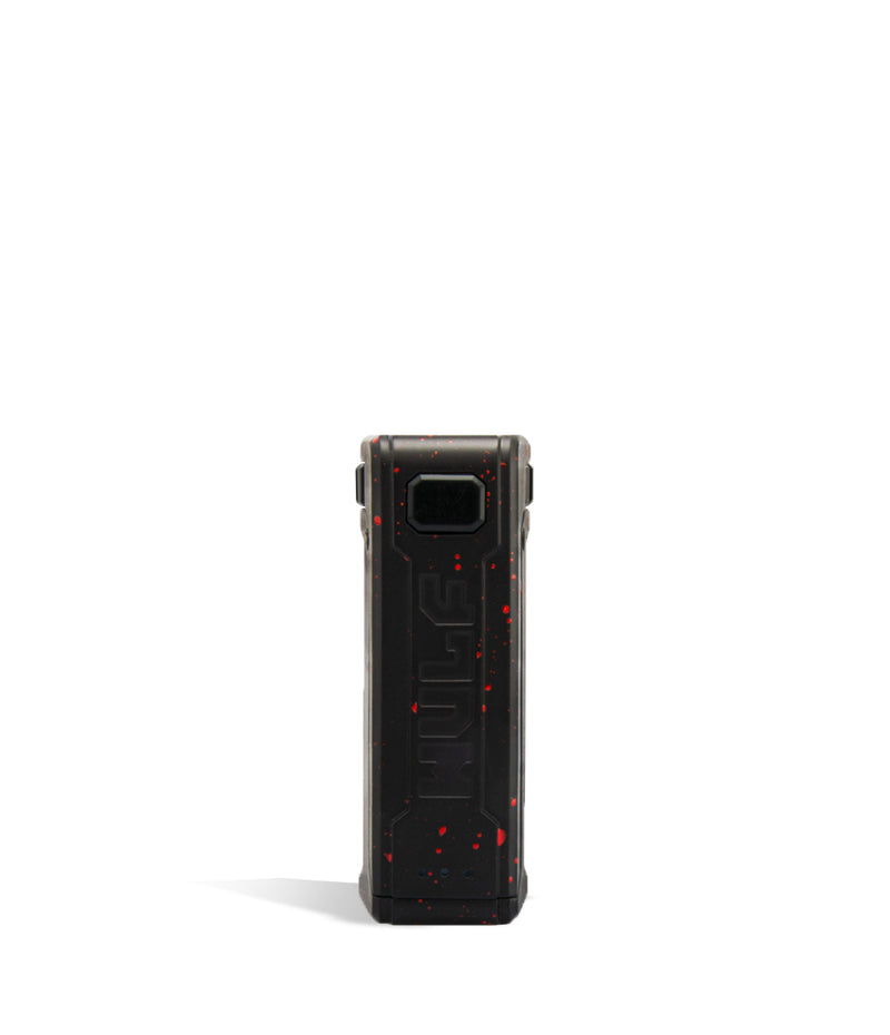 Black Red Spatter Wulf Mods UNI S Face View Adjustable Cartridge Vaporizer on White Background
