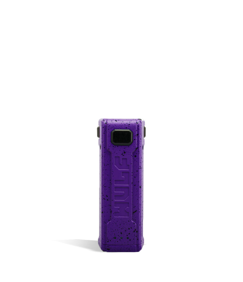 Purple Black Spatter Wulf Mods UNI S Face View Adjustable Cartridge Vaporizer on White Background