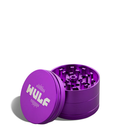 Purple Wulf Mods 65mm 4pc Grinder Above View on White Background