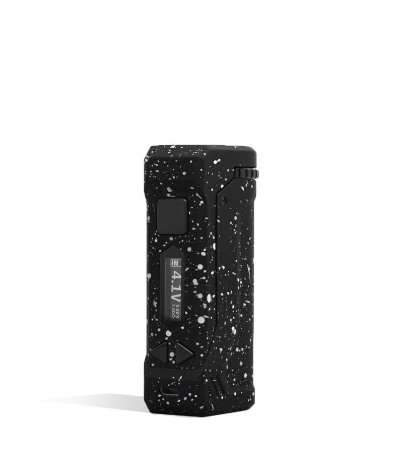 Black White Spatter Wulf Mods UNI Pro Adjustable Cartridge Vaporizer Front 2 View on White Background