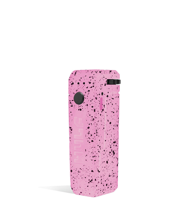 Pink Black Spatter Wulf Mods UNI Adjustable Cartridge Vaporizer Side 1 View on White Background