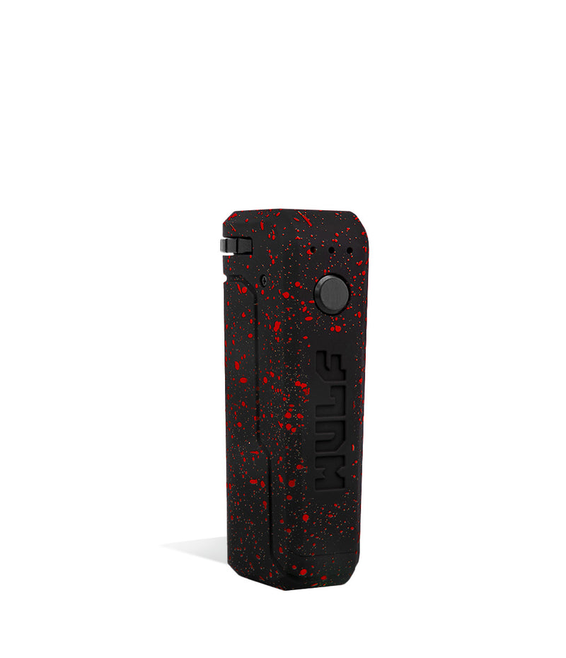 Black Red Spatter Wulf Mods UNI Adjustable Cartridge Vaporizer Side View on White Background
